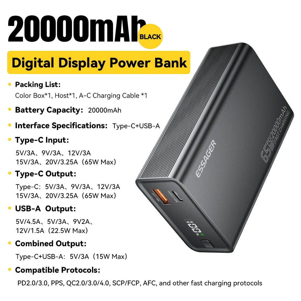 Power Bank 20000mAh Portable